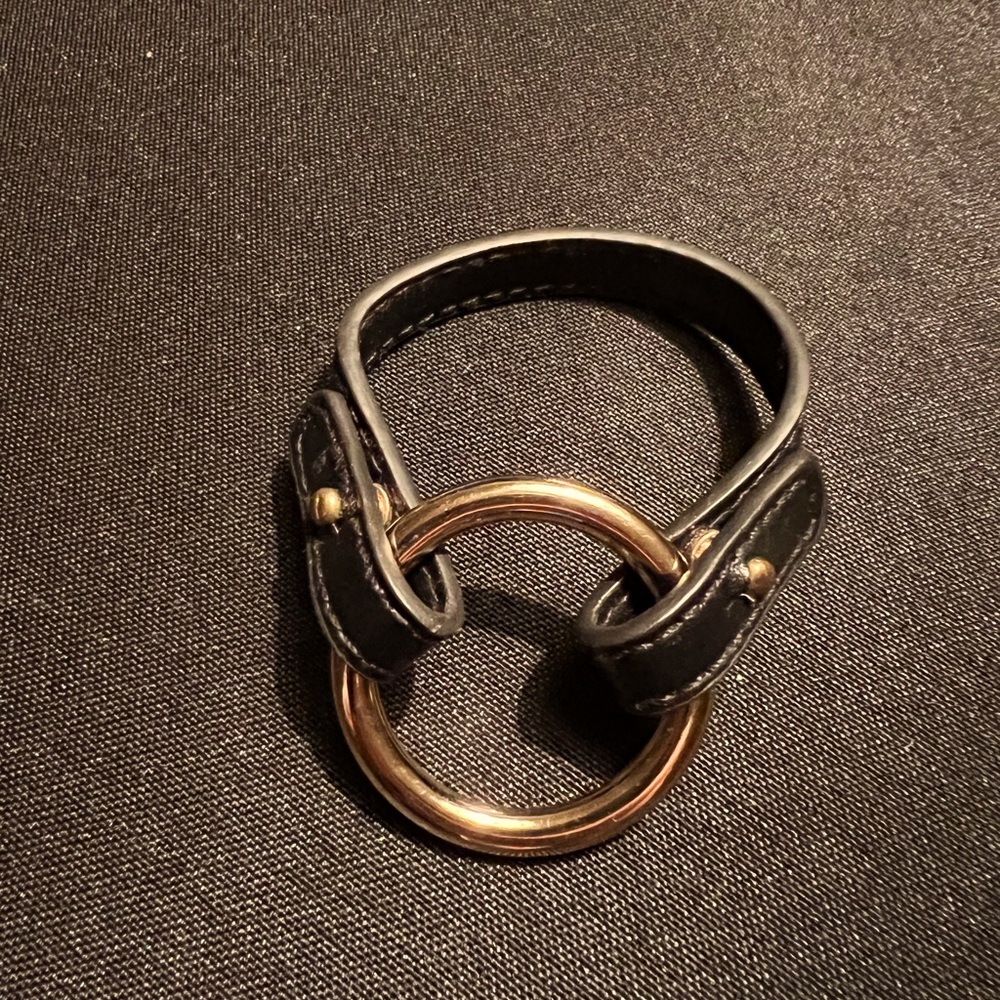 Leather with gold color ring bracelet
